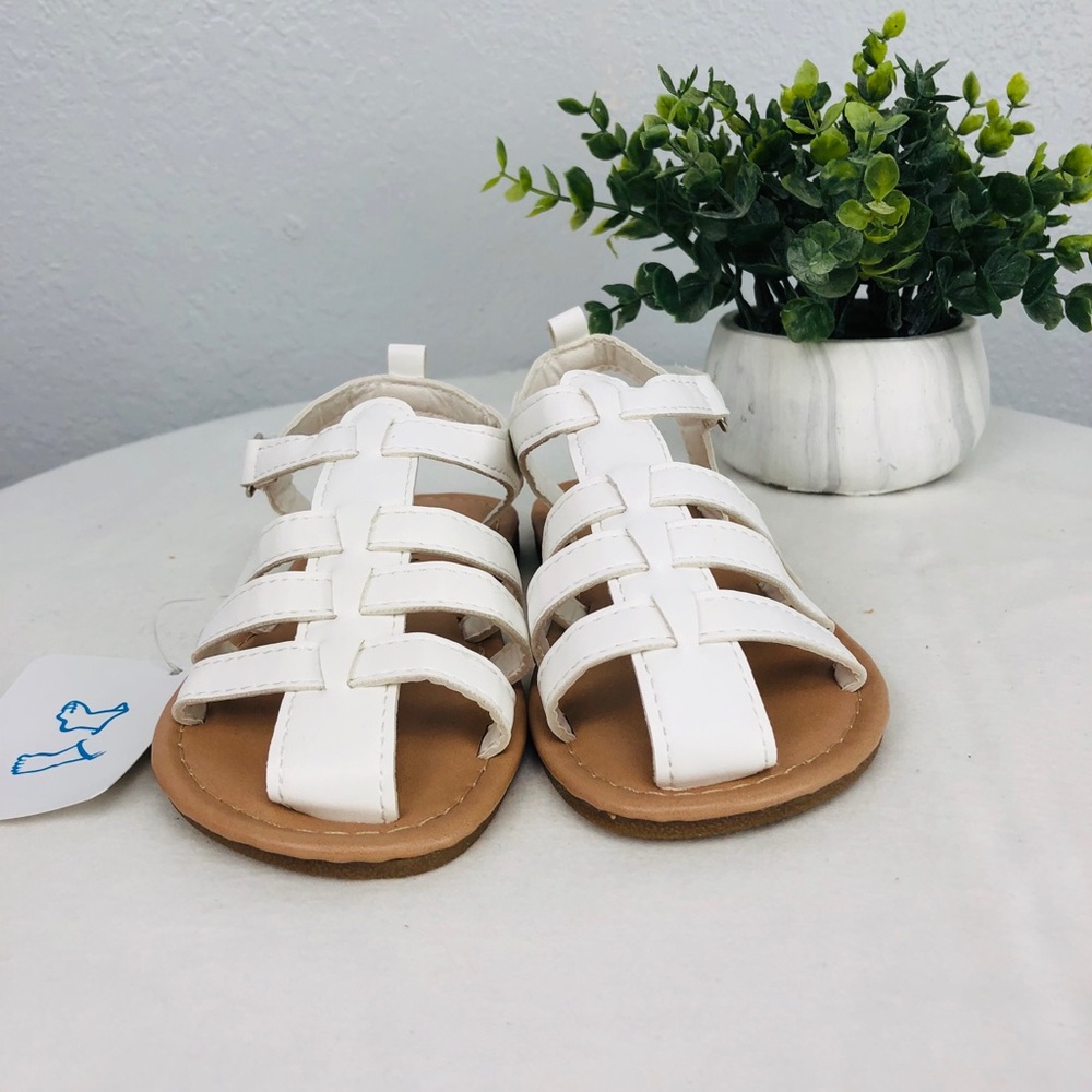 NWT WHITE VELCRO MUTLISTRAP GLADIATOR KIDS SANDALS - Picture 2 of 6